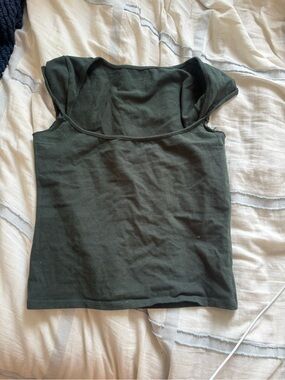 Brandy Melville Dark Green Scoop Neck Cap Sleeve Top